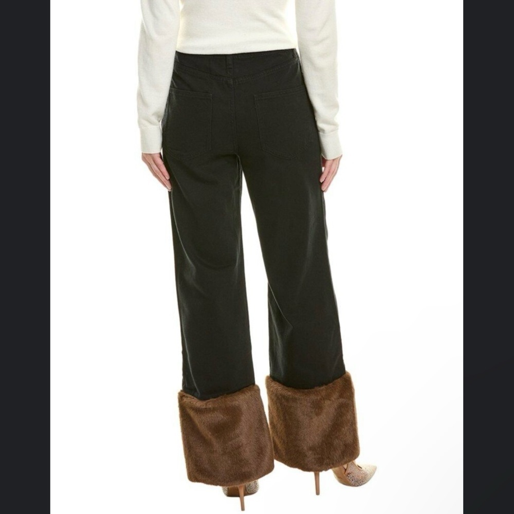 NWT We Wore What Black Denim Jeans Faux Fur Cuff Straight Leg High Rise Size 27 - Picture 12 of 12